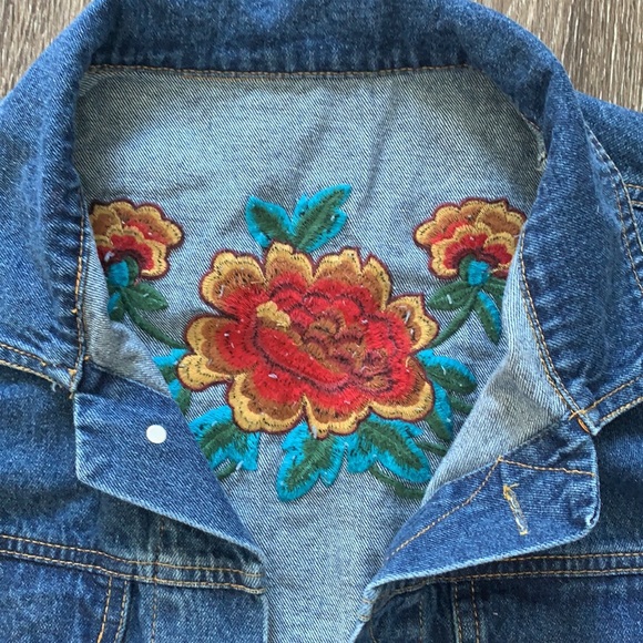 Embroidered Dolman Denim Jacket - Picture 2 of 10